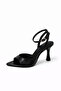 Boris Women's Heeled Wrinkled Leather Sandals Black - 3