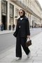 Massimo Kupra Fabric Buttoned Shirt Palazzo Trousers Set/Black - 6