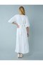 AE Linen-Blend Puff Sleeve Tie Back Midi Dress - 2