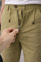 Men's Linen Pocket Trousers with Elastic Waist, Lace-Up Front, Zipper - Mint Green - 2