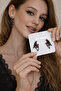 Women's Gothic Red Stone Detailed Dangle Earrings - 2
