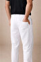 Men's Linen Pocket Trousers with Elastic Waist, Lace-Up Front, Zipper - White - 4