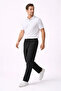 Men's Linen Pocket Trousers with Elastic Waist, Lace-Up Front, Zipper - Black - 4