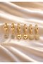 Zircon Stone Heart Detailed Gold Color Earring Set – 6-Piece Stylish Minimal Combination Lrn058 - 3