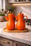 2-Piece Orange Porcelain Honey Pumpkin Design Vacuum Pumpkin Series Oil Pot Set with Stand 1000 ml - 3