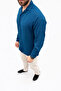 Men's Aerobin Fabric Oversize 4 Season Long Sleeve Comfortable Fit Shirt - Indigo - 4