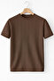 Men's Crew Neck Striped Knitwear T-Shirt Brown Cd163