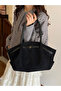 Black Solid Double Strap Shoulder Bag - 4