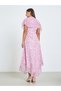 Pink Asymmetric Hem Draped Maxi Dress - 5