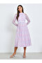 Lilac Chiffon Dobby Pleated Mid Dress - 3