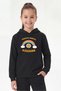 Kangaroo Pocket Hooded Print Detailed Girls' Kangaroo Top - 4