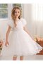 Girls Floral Mesh All Lace Bow Detail Party Dress - 5