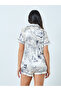 Butterfly Floral Print Satin Shirt and Shorts Set - 6