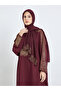 Burgundy Rhinestone Embellishments Jalabiya with Matching Hijab - 4
