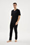 100% Cotton New Season Large Size V-Neck Men's Pajama Set - 5