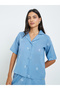Blue Embroidered Cotton Shirt and Pants Co-ords - 3