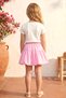 Girl's Top and Bottom Set with Summer Balloon Skirt and Bow Detail in Pink - 2