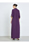 Purple Stand Collar Jalabiya with Embroidered Sleeves - 5