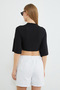 Front Tie-Detail Wrinkled Fabric Cropped Blouse - 8