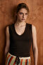 Lescosa women's slim v-neck sleeveless brown blouse - 3