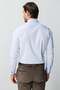 Blue Regular Fit Wide Fit Classic Collar Plain Long Sleeve Pocketless 100% Cotton Non Iron Iron-Free Shirt - 3