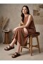 Summer Women's Brown Thin Sole Buckle Slippers - 4
