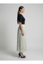 Apsen Women Water Green Floral Patterned High Waist Elastic Flowy A-Line Maxi Skirt 2204-90 - 3