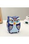 Metal Piggy Bank with Owl Figure - Children's Savings Box with Lock and Key, Dark Blue