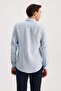 Ice Blue Comfort Fit 100% Linen Classic Collar Shirt - 4