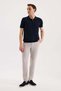 Navy Blue Slim Fit Knitwear Zippered Polo Neck T-Shirt - 2