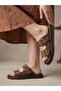 Summer Women's Brown Thin Sole Buckle Slippers - 3