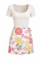 Women's Yellow Pink High Waist Zippered Asymmetrical Skirt with Tie Detail