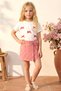 Girl's Top and Bottom Set Summer Plaid Shorts with Skirt and Bow Detail Red - 2