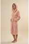 100% Cotton Women's Hooded Bathrobe with Pockets - 2