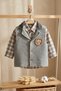 Baby Boy 3-Piece Set with Lion Figure Knitted Vest; Knit Vest, Shirt, and Denim Pants - 5