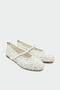 Brest White Women's Flat Buckle Ballerinas with Sequin Detail - 2