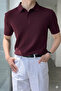 Men's Buttoned Ribbed Knitwear Polo T-Shirt Slim Fit