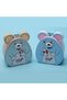 Metal Piggy Bank with Little Mouse Figure - Children's Savings Box with Lock and Key, Blue - 2