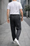 Men's Anthracite Loose Fit Pleated Fabric Trousers - 5