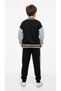 Boy's 2-Piece Set Printed College Collar Zippered Sweatshirt & Jogger with Elastic Waistband - 4