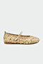 Brest Gold Women's Flat Buckle Ballerinas with Sequin Detail