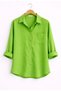 Women's Black, White, Beige, Lilac, Pistachio Green Cotton Oversize Linen Single Pocket Casual Shirt - 6