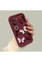 Vivo Y19S Compatible Shockproof Simple Claret Red Silicone Phone Case Butterfly Pattern - 3