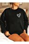 Women's Heart Printed Crew Neck Sweatshirt