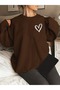 Women's Heart Printed Crew Neck Sweatshirt