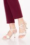 Women's Genuine Leather Thin Stiletto Heeled Shoes Brgl.6129 Beige Patent Leather - 4