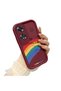 Oppo A60 Compatible Shockproof Simple Claret Red Silicone Phone Case Cover Rainbow Pattern - 2