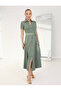 Women's Khaki Zipper Closure Pocket Dress