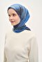 وشاح أوليندا من مزيج الحرير بنمط تجريدي أزرق 90x90 - 4