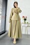 Pinterest Soft Line Slit Detailed Skirt Set - Green - 2